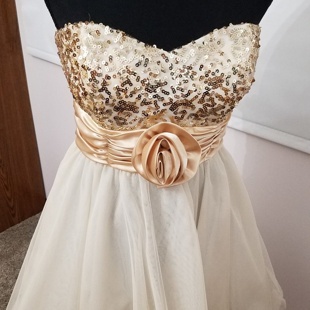 White & Gold Formal Dress